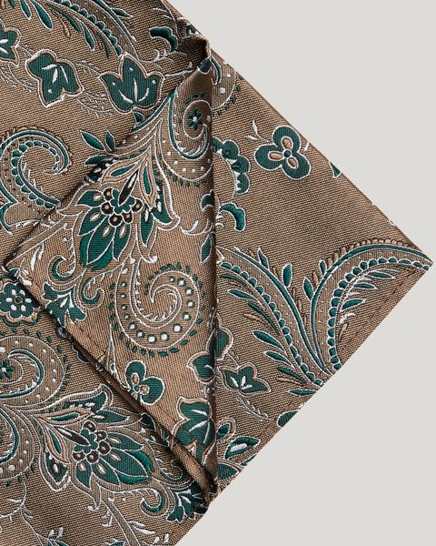 Biscuit Two-Tone Floral Jacquard Silk Pocket Square